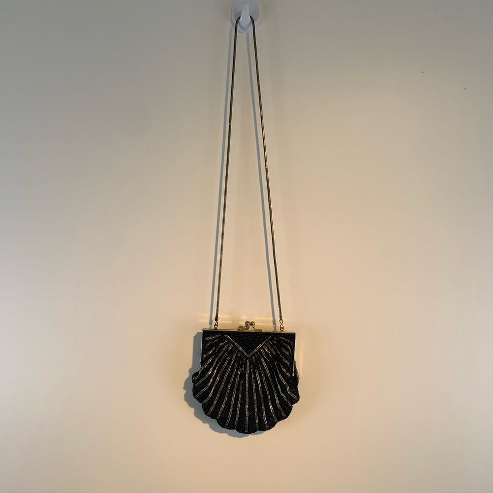 Vintage black beaded evening purse